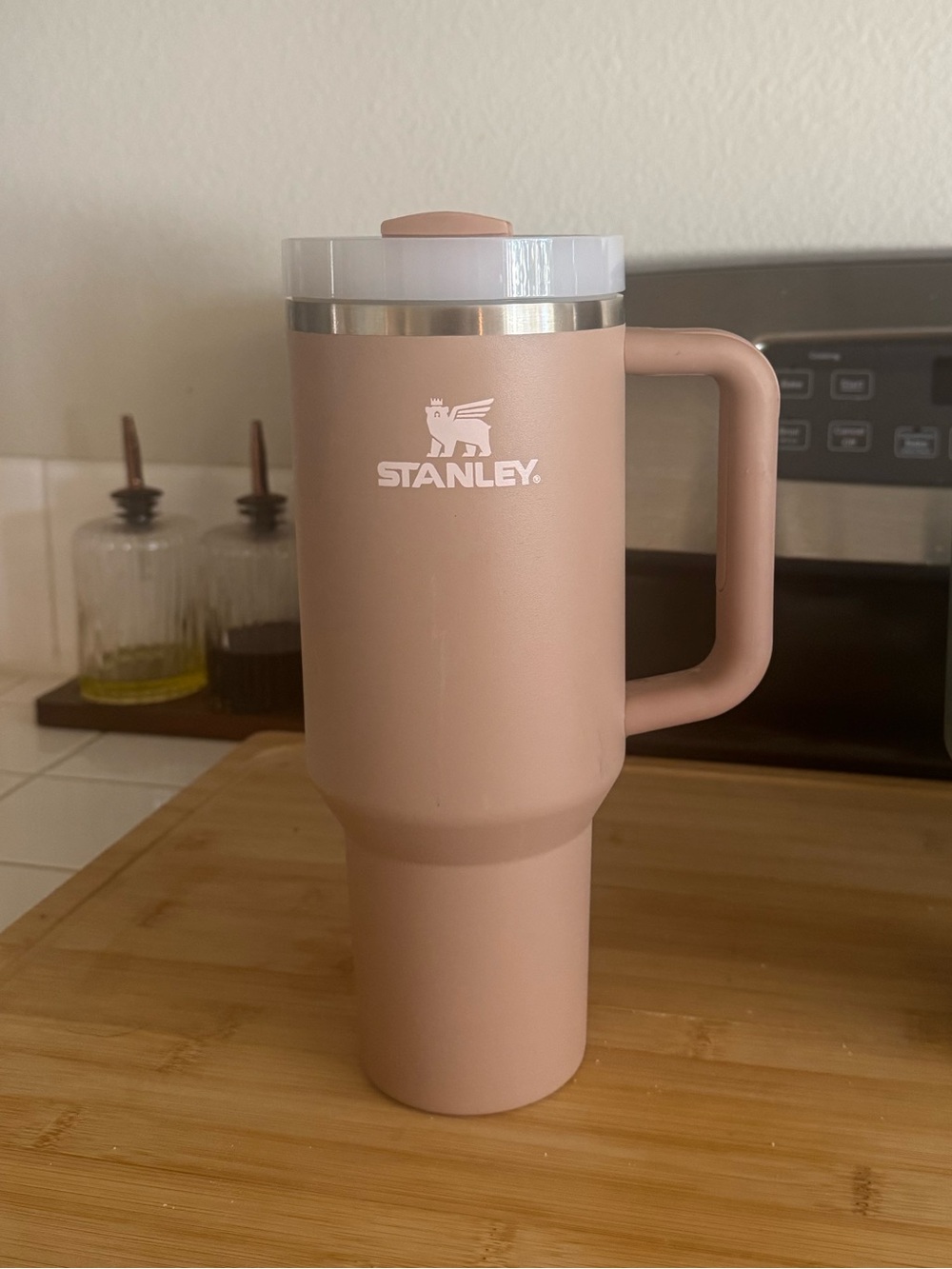 Stanley Almond Beige/Pink Insulated Travel Mug with Handle
